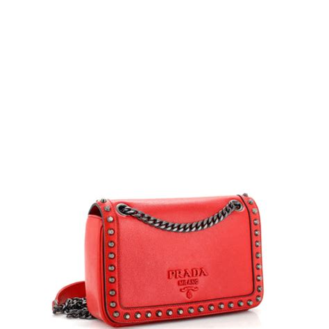 prada etiquitte flap glace studded red|PRADA Glace Calf Studded Etiquette Flap Fuoco .